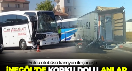 İnegöl girişinde yolcu otobüsü kamyona çarptı